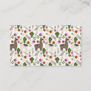 Alpaca Cactus Floral Pattern Animal Lover Business Card
