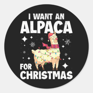 Alpaca Christmas Classic Round Sticker