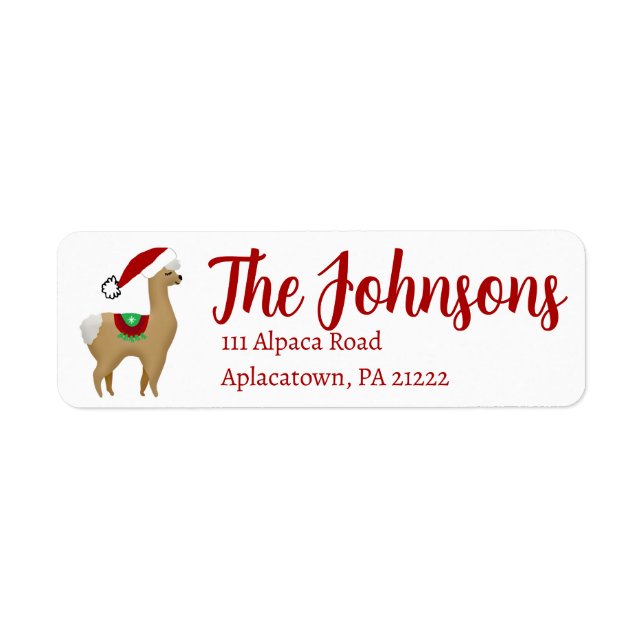 Alpaca Christmas Holiday Address Labels (Front)