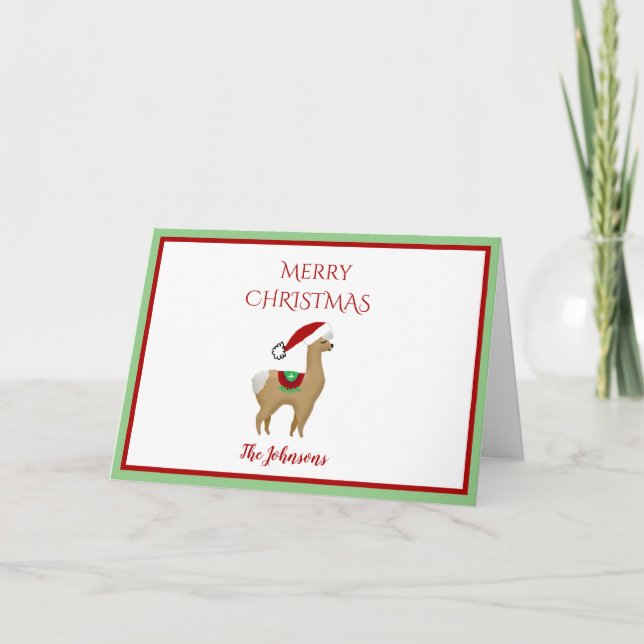 Alpaca Christmas Holiday Christmas Greeting Card (Front)