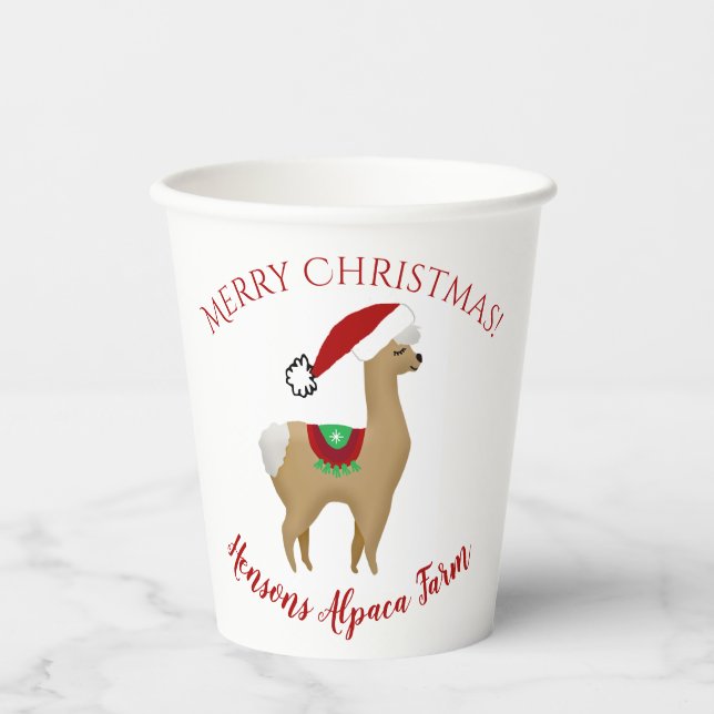 Alpaca Christmas Holiday Paper Cups (Front)