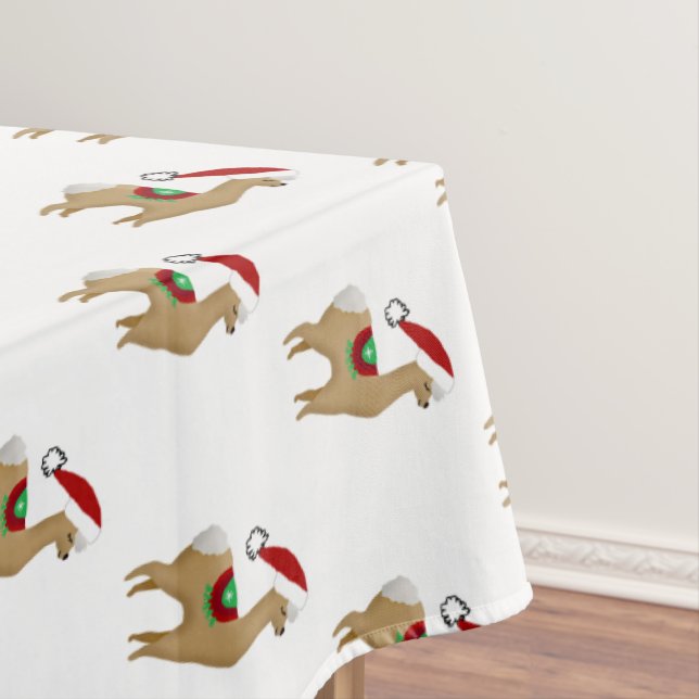 Alpaca Christmas Holiday Tablecloth Party Decor (In Situ)