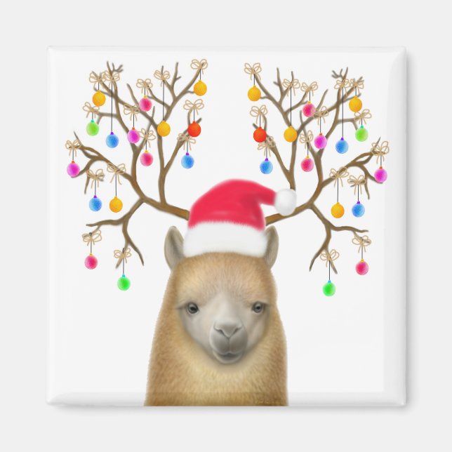 Alpaca Christmas Magnet (Front)