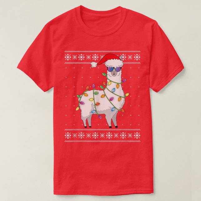 Alpaca Christmas Tree  Alpaca Christmas Tree  T-Shirt (Design Front)