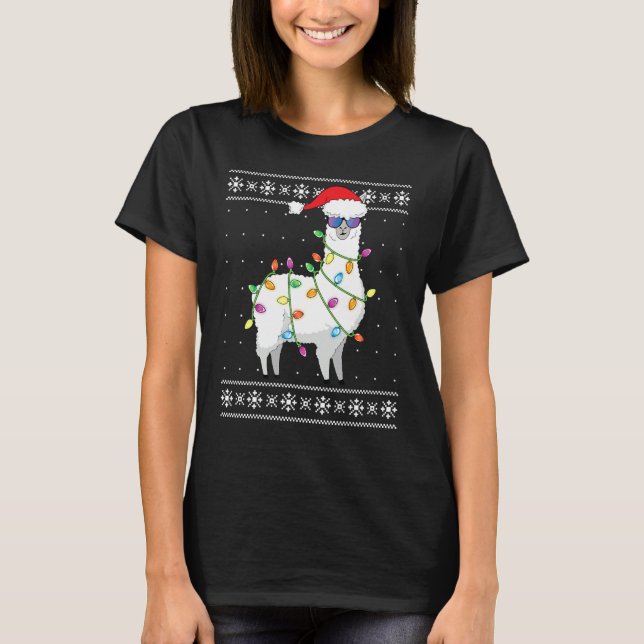 Alpaca Christmas Tree  Funny Ugly Christmas Sweate T-Shirt (Front)