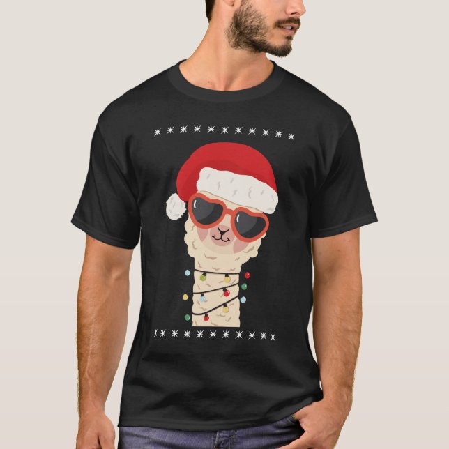 Alpaca Christmas Tree Funny Ugly Christmas Sweater (Front)
