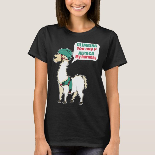 Alpaca Climbing Mountain Climber And Alpaca Fan T-Shirt (Front)