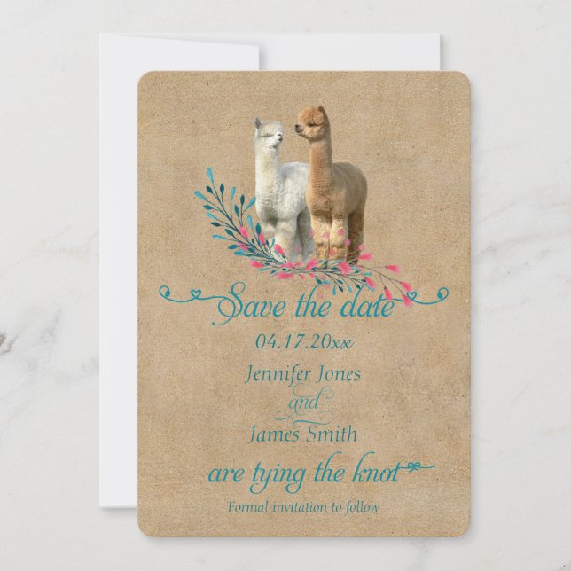 Alpaca Country Save the Date Invitations (Front)