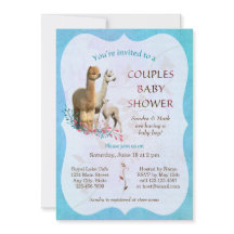 Alpaca Family Couples Baby Shower Invitation Boy