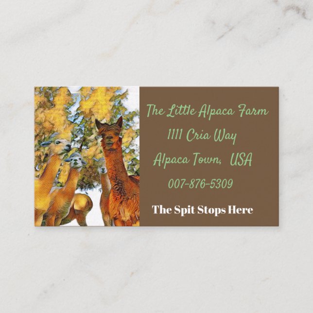 Alpaca Farm Business Card (Front)