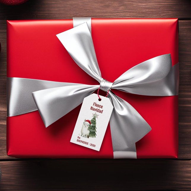 Alpaca "Fleece Navidad" Christmas Gift Tags (alpaca fleece navidad gift tag)