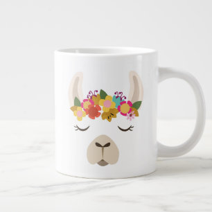 Alpaca & Flowers Pattern Large Coffee Mug