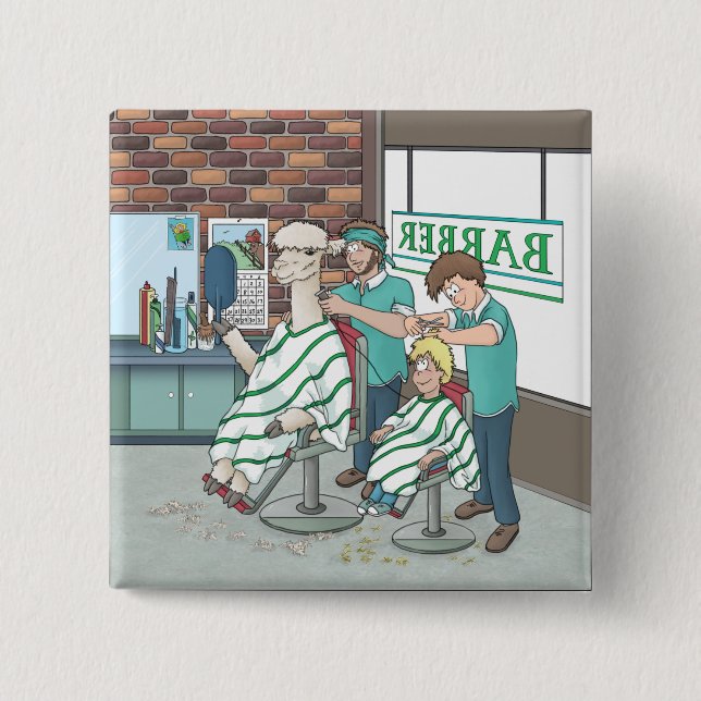 Alpaca haircut  15 cm square badge (Front)