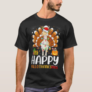 Alpaca Halloween Christmas Happy Hallothanksmas T-Shirt