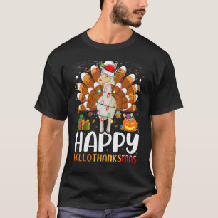 Alpaca Halloween Christmas Happy Hallothanksmas T-Shirt