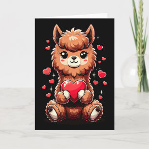 Alpaca Holding Heart Valentine's Day Cute Llama Va Card