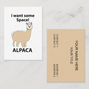 Alpaca I Want Some Space Funny Alpaca Business Card