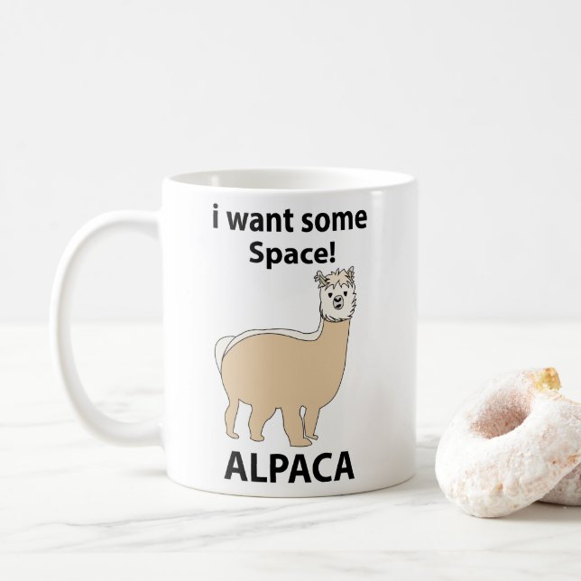 Alpaca I Want Some Space Funny Alpaca Coffee Mug (With Donut)