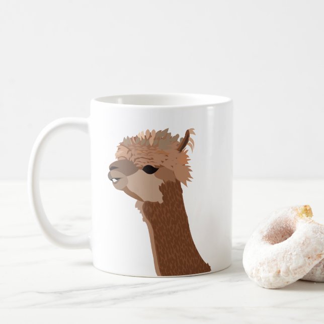 Alpaca Illustration Cute Coffee Mug (With Donut)
