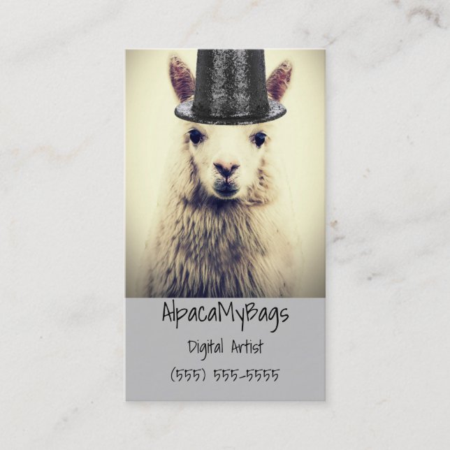 Alpaca in a Tophat Business Card (Front)