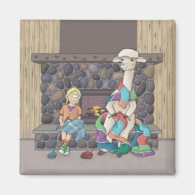 Alpaca Knitting Magnet (Front)