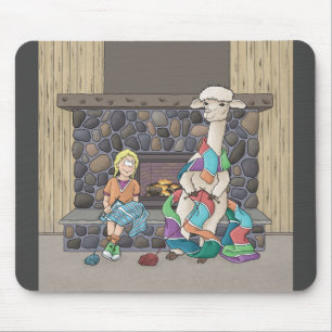 Alpaca Knitting Mouse Pad