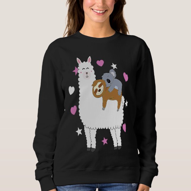 Alpaca Lama Sloth Koala Women  Girls Sloth Sweatshirt (Front)