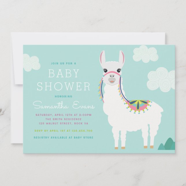 Alpaca Llama Birthday Baby Shower Invitation (Front)