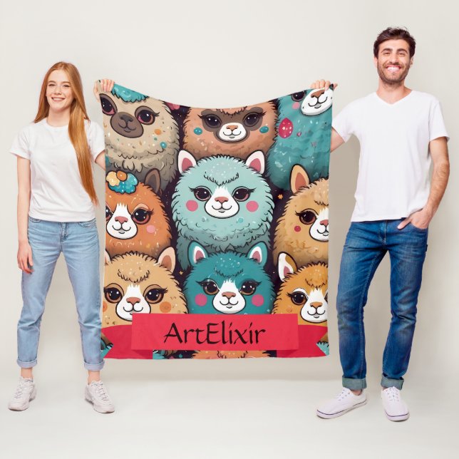 Alpaca LLama Group Print Fleece Blanket (In Situ)
