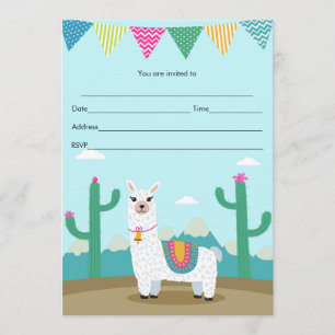 Alpaca llama Invitation Fill In kids birthday