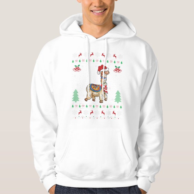Alpaca Llama Lover Xmas Gift Ugly Alpac Hoodie (Front)