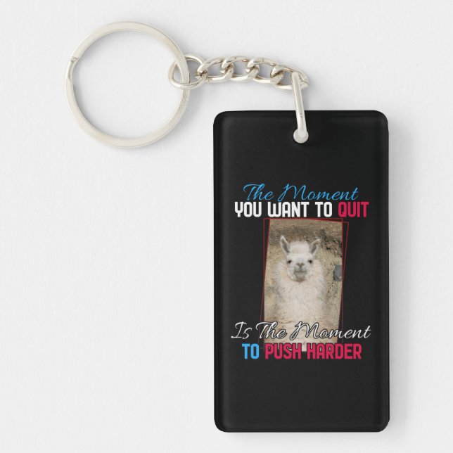 Alpaca Llama -  Push Harder Encouragement  Key Ring (Front)