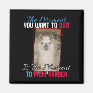Alpaca Llama -  Push Harder Encouragement Quote Magnet