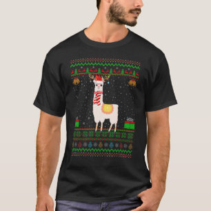 Alpaca Llama  Santa Hat Matching Ugly Alpaca Chris T-Shirt