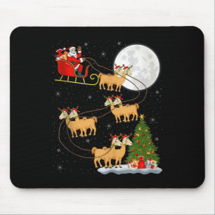 Alpaca Llama Santa Sleigh Flying Funny Magical Chr Mouse Pad