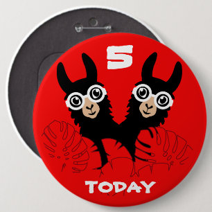 Alpaca llama Twins Birthday 6 Cm Round Badge