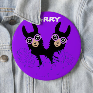 Alpaca llama Twins Birthday 6 Cm Round Badge