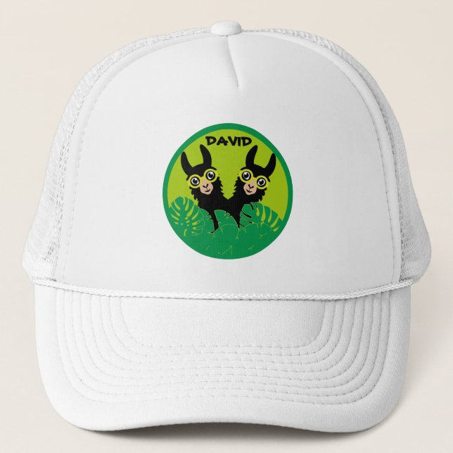 Alpaca llama Twins Birthday Trucker Hat (Front)