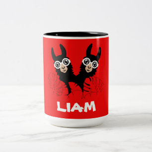 Alpaca llama Twins Birthday Two-Tone Coffee Mug