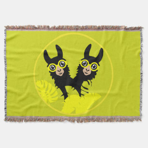 Alpaca llama Twins Throw Blanket
