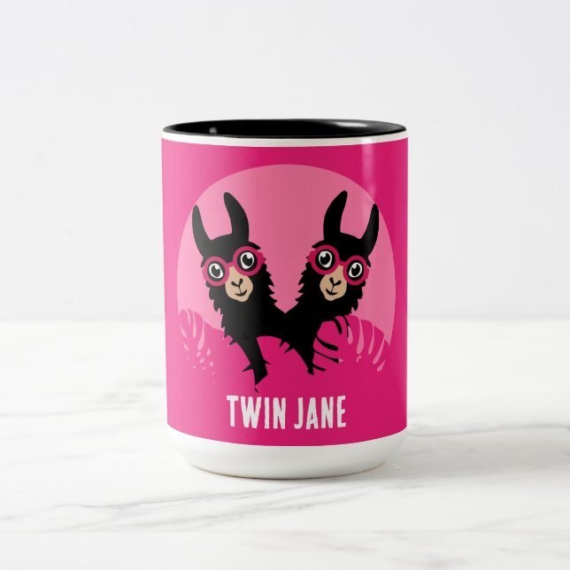 Alpaca llama Twins Two-Tone Coffee Mug (Center)