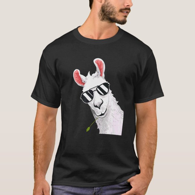 Alpaca Llama With Sunglasses T-Shirt (Front)