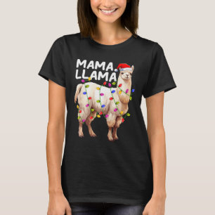 Alpaca Llama Xmas Lighting Santa Hat Mama Llama Ch T-Shirt