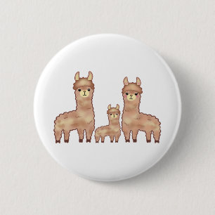 Alpaca love funny animal cartoon art 6 cm round badge