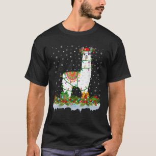 Alpaca Lover Matching Santa Lighting Alpaca Christ T-Shirt