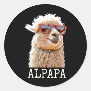 Alpaca Papa Alpapa Lama Daddy Cute Alpaca Dad Fath Classic Round Sticker