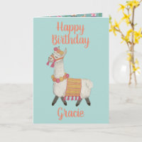 Alpaca personalised name Birthday Card