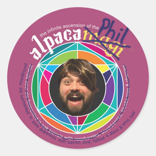 Alpaca Phil Stickers! Classic Round Sticker (Front)