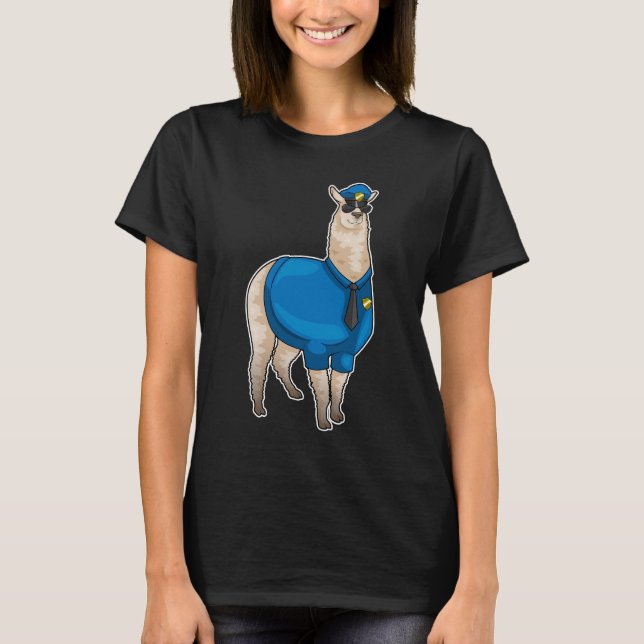 Alpaca Police Cop Sunglasses T-Shirt (Front)