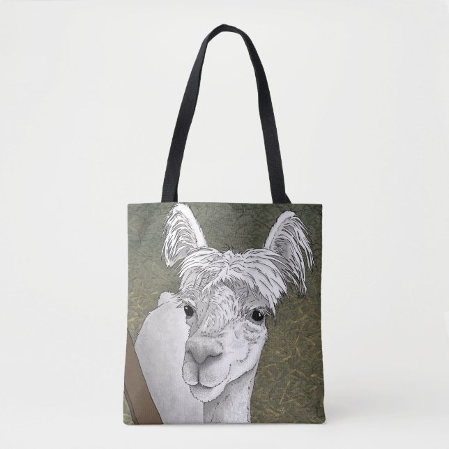 Alpaca Portrait 2 Tote Bag (Front)
